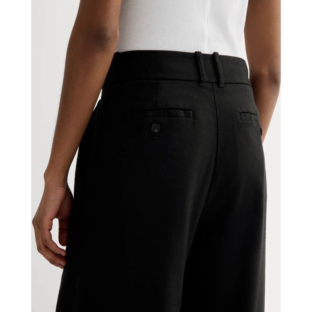 NWT Everlane The Wide-Leg High-Rise Trouser Pant In Stretch Linen Black Size 12 - Picture 3 of 11